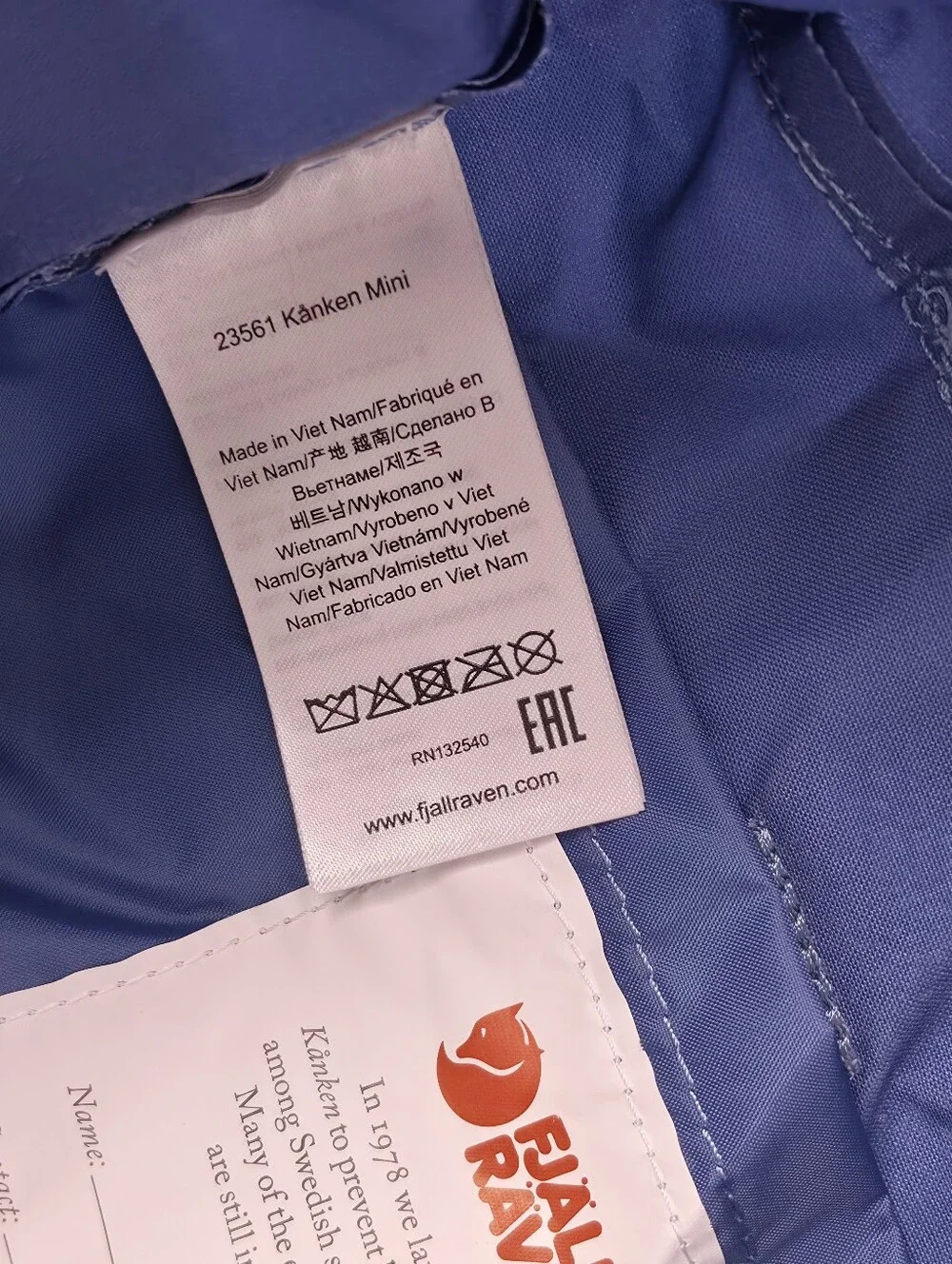 FJALL RAVEN KANKEN Mini Backpack Bag Daypack Color Blue Ridge